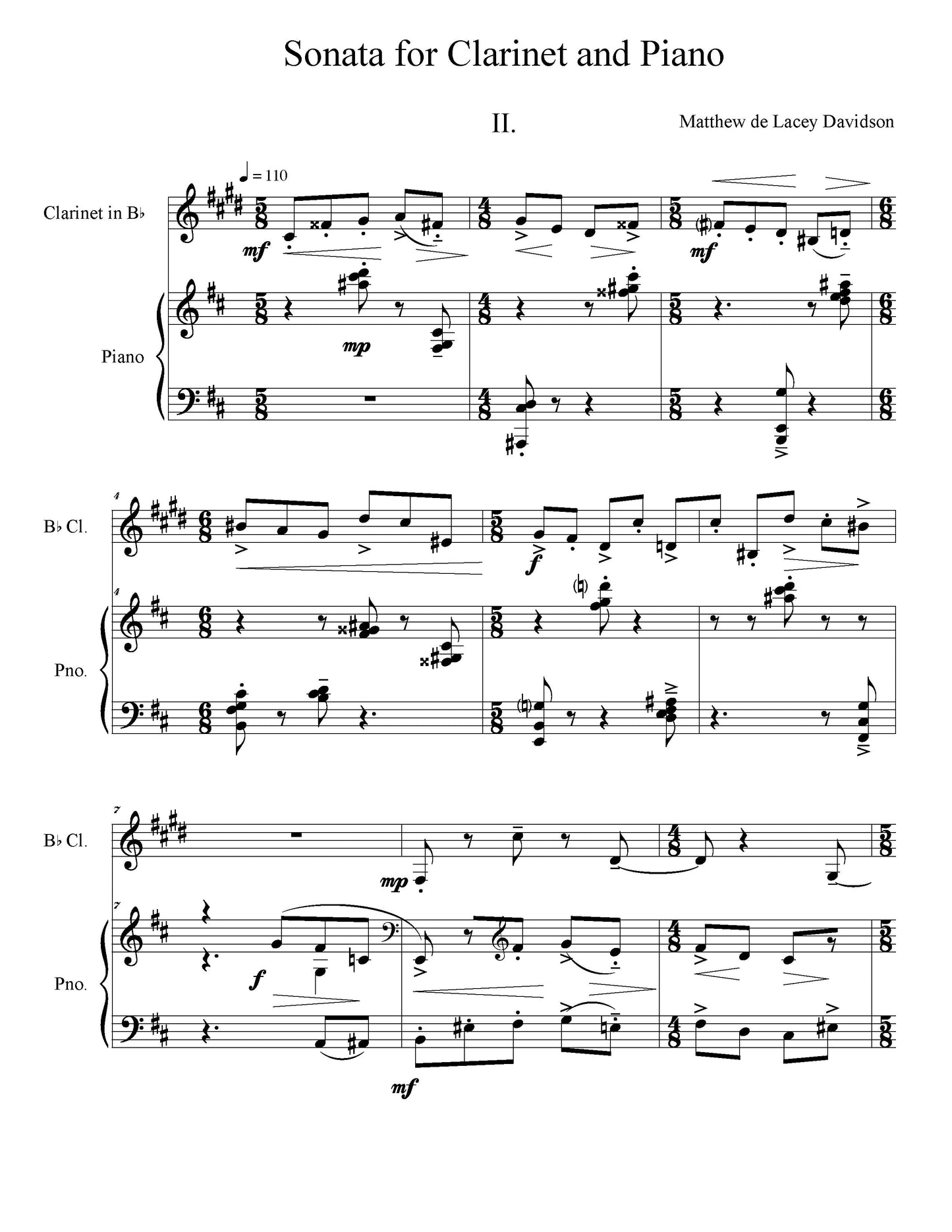 Sonata For Clarinet And Piano