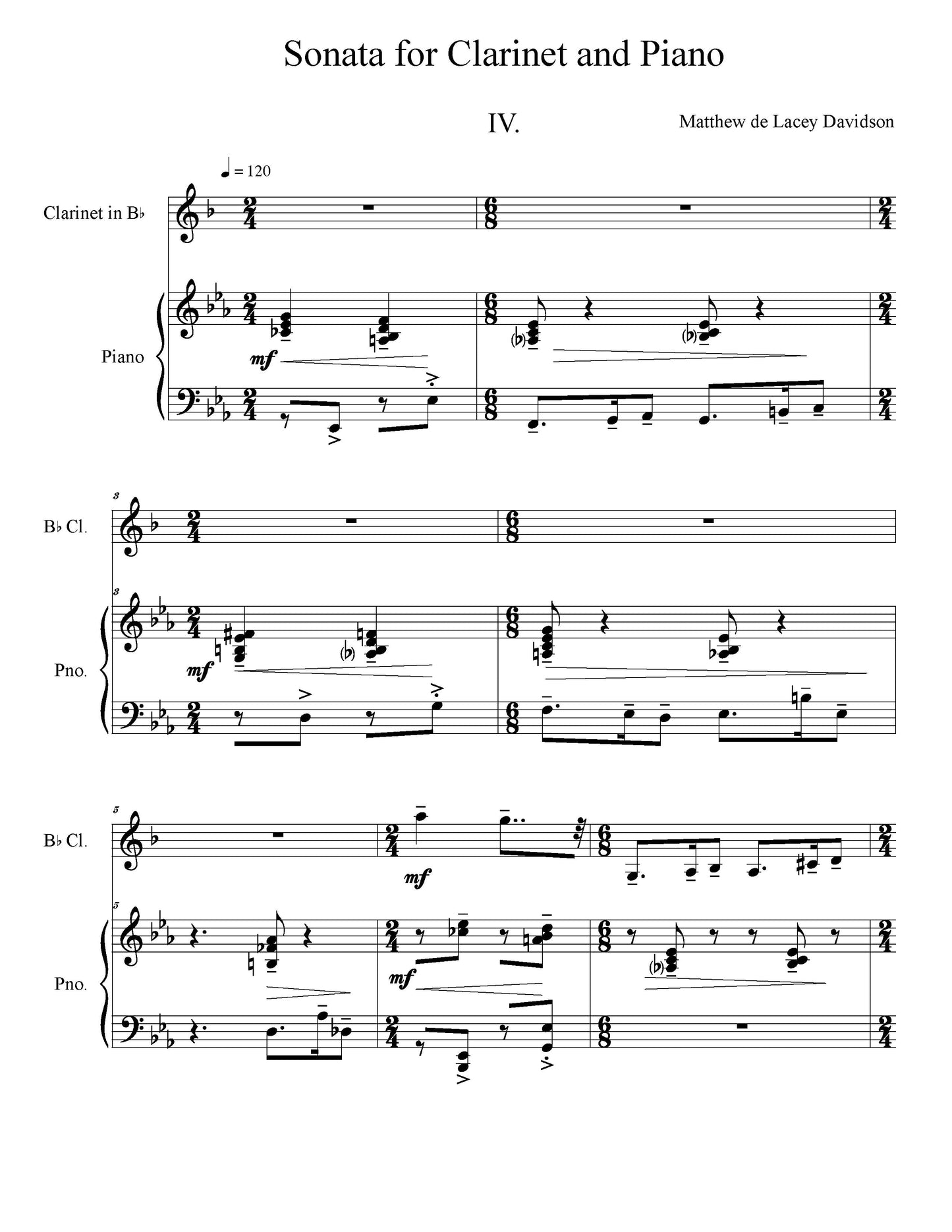 Sonata For Clarinet And Piano