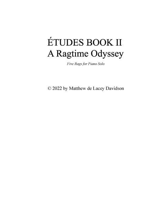 Etudes For Piano Book Ii: A Ragtime Odyssey