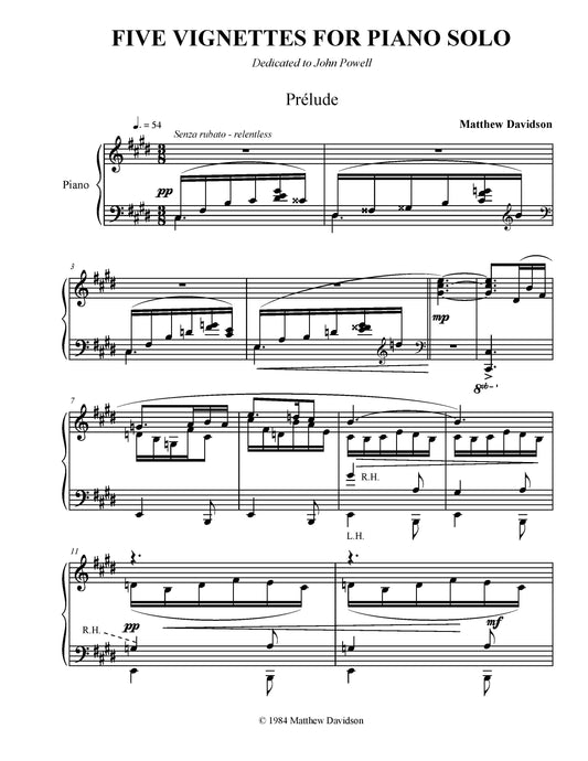 Five Vignettes For Piano