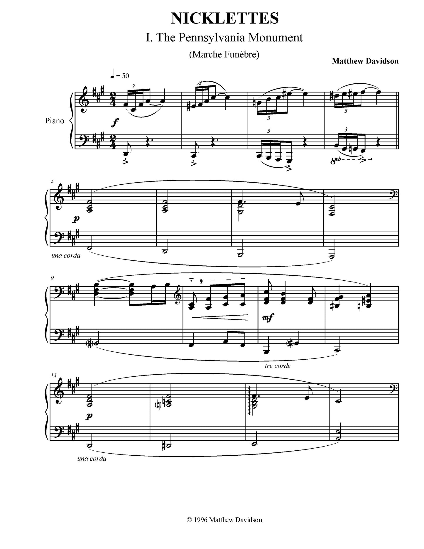 Nicklettes For Solo Piano