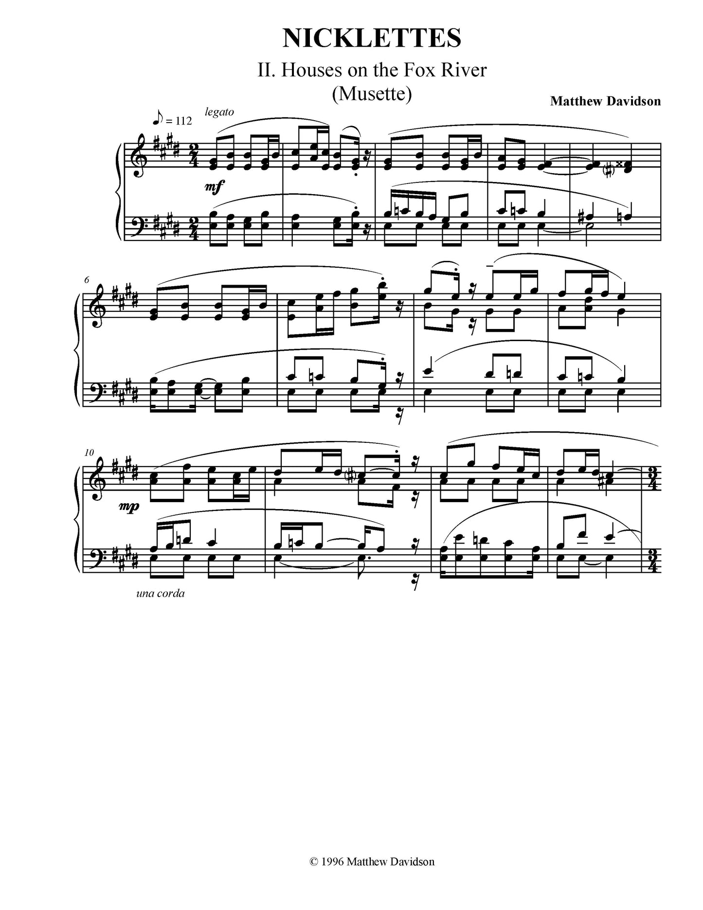 Nicklettes For Solo Piano