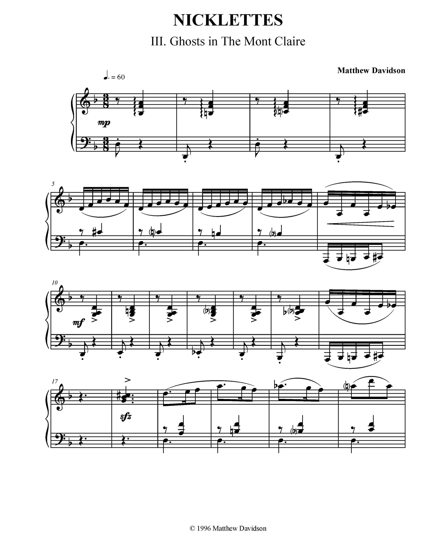 Nicklettes For Solo Piano