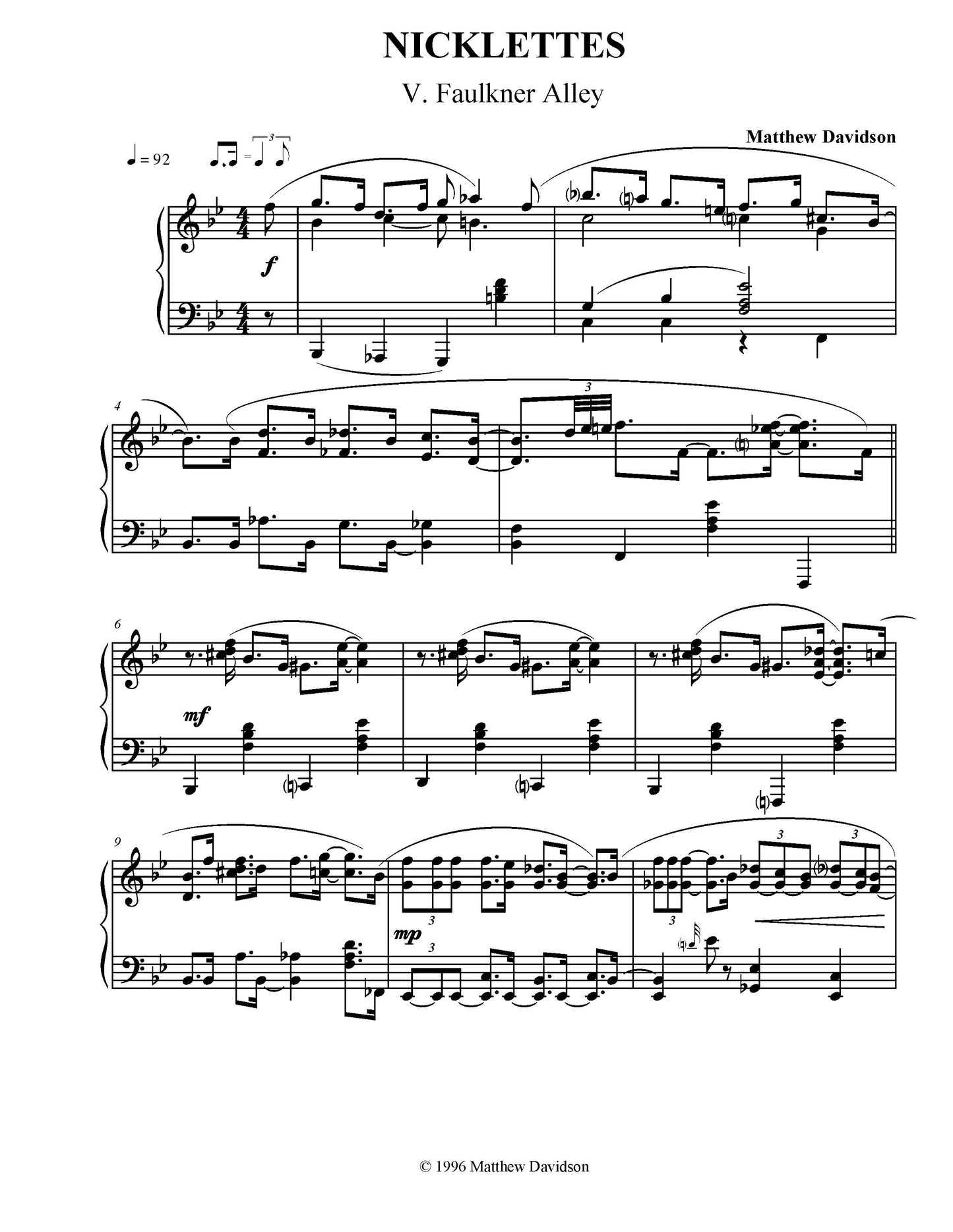 Nicklettes For Solo Piano