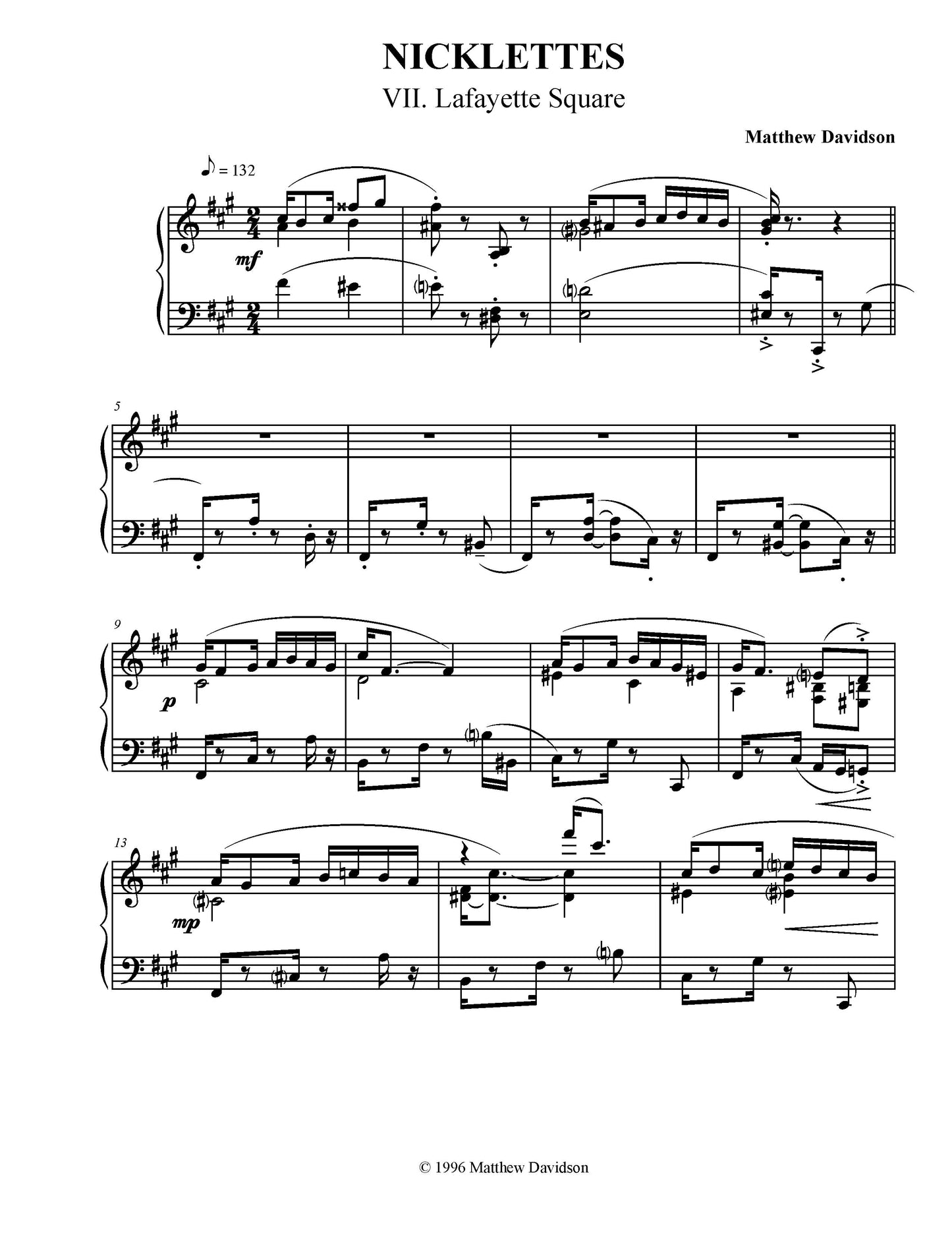 Nicklettes For Solo Piano