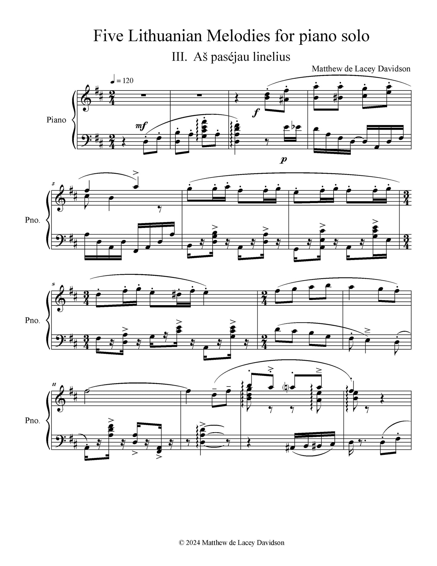 Five Lithuanian Melodies For Piano Solo