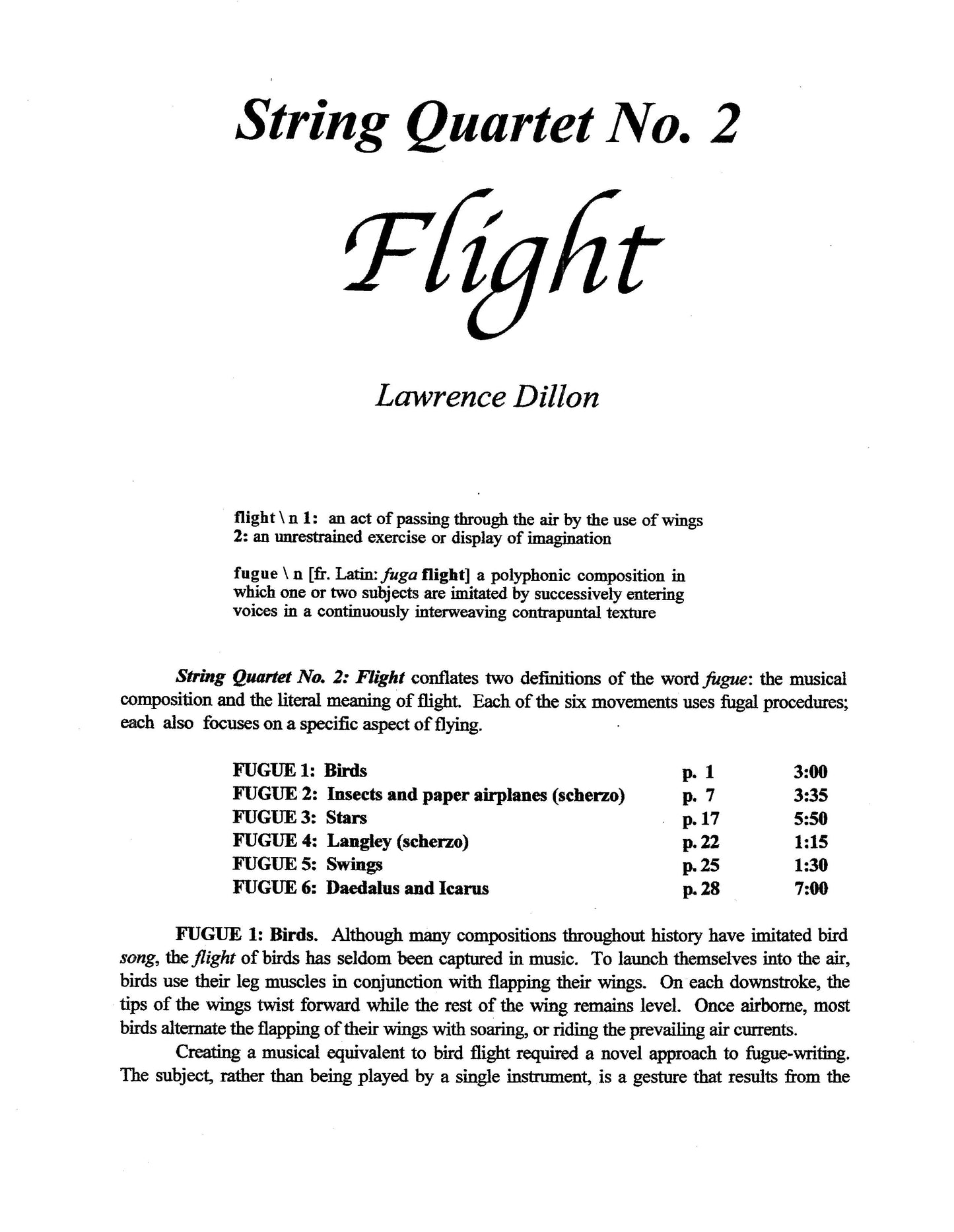 String Quartet No. 2: Flight