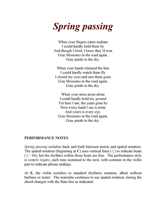 Two Views Of Spring For Violin And Marimba