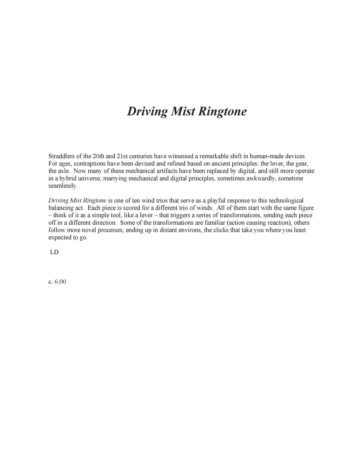 Driving Mist Ringtone