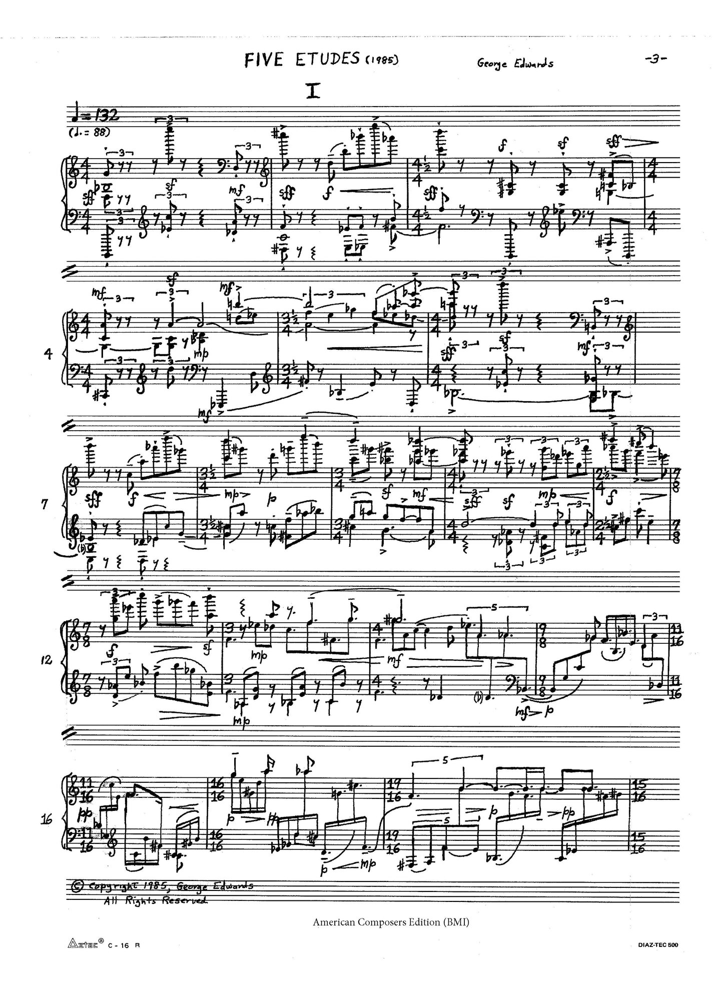 Five Etudes for Solo Piano