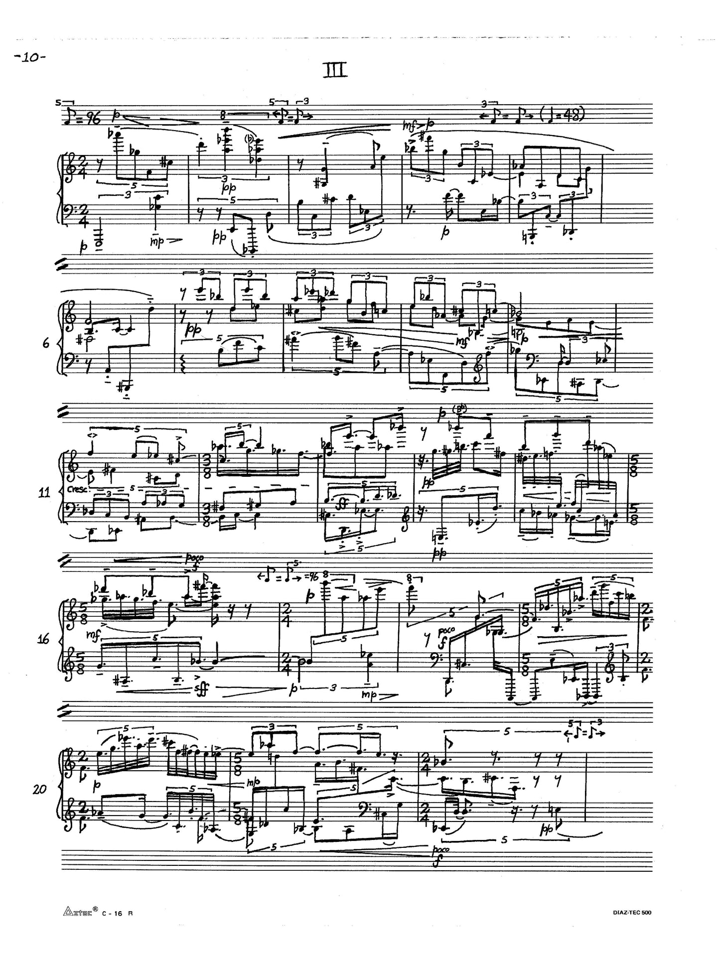 Five Etudes for Solo Piano