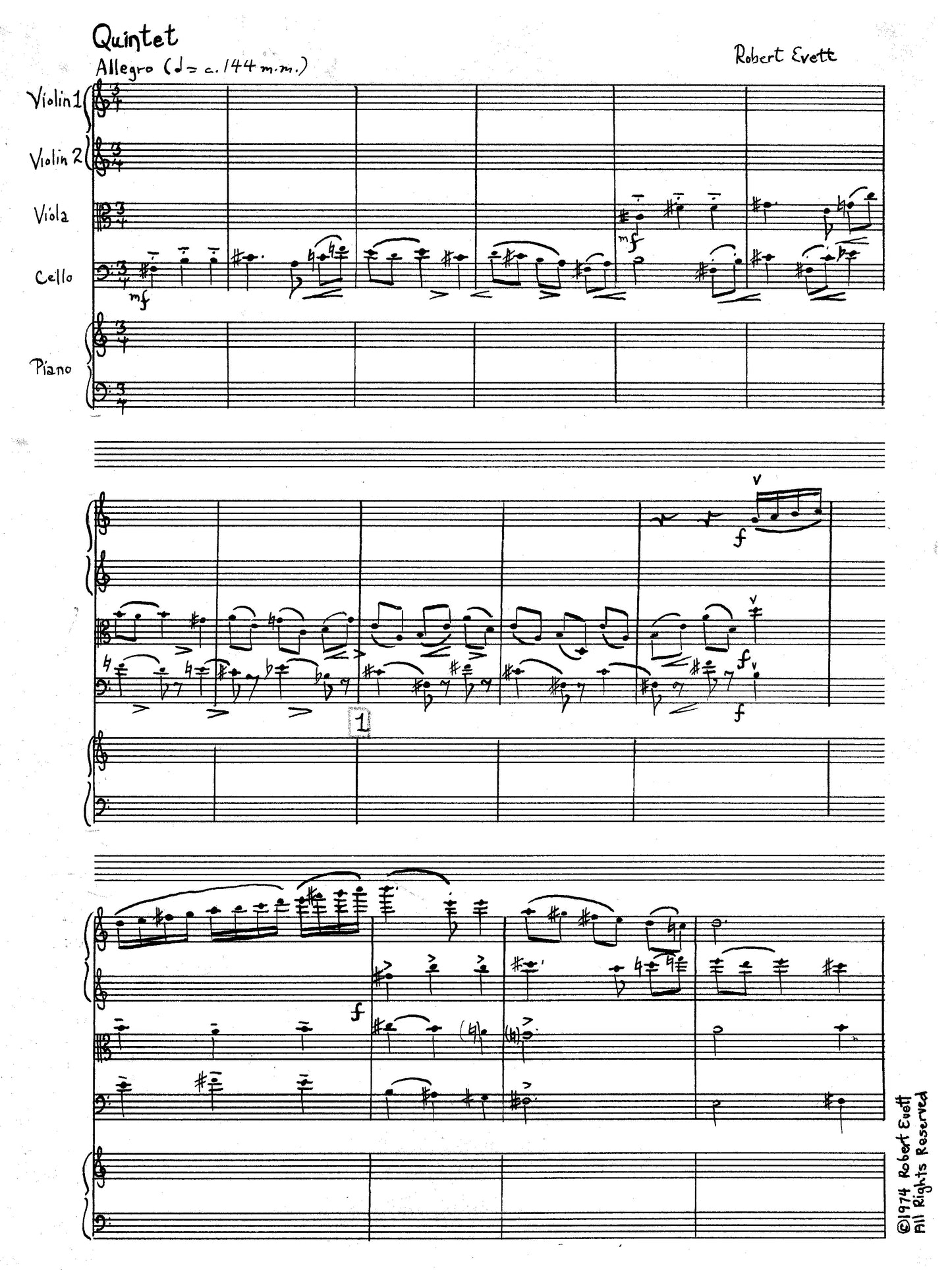 Quintet for Piano and String Quartet
