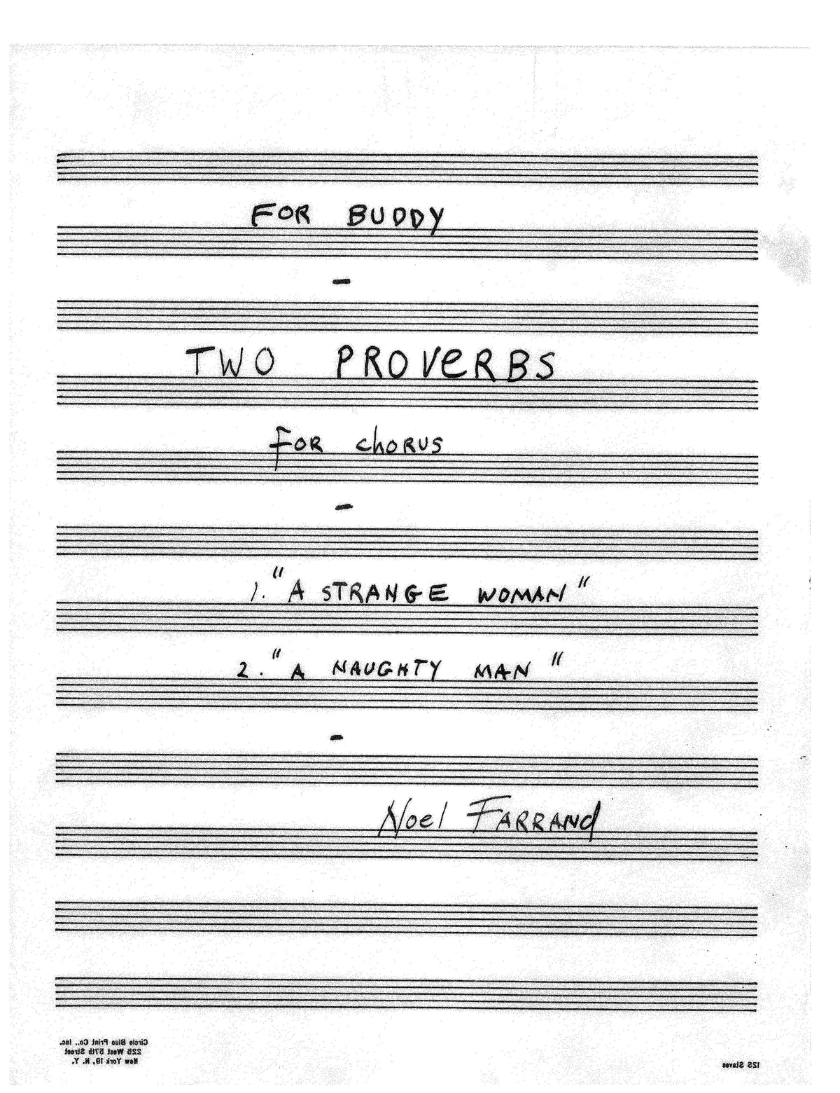 Proverbs Format Two Proverbs – American Composers Alliance