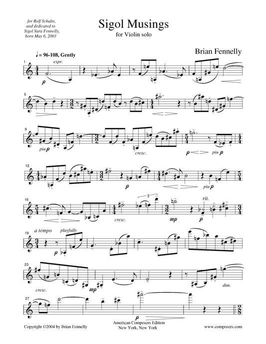 Sigol Musings For Solo Violin