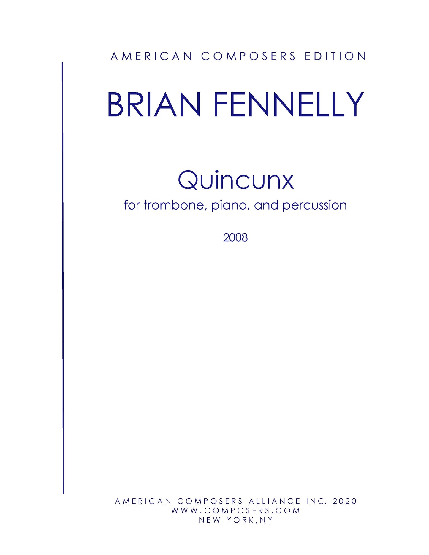 Quincunx I For Trombone, Piano, And Marimba/Vibes