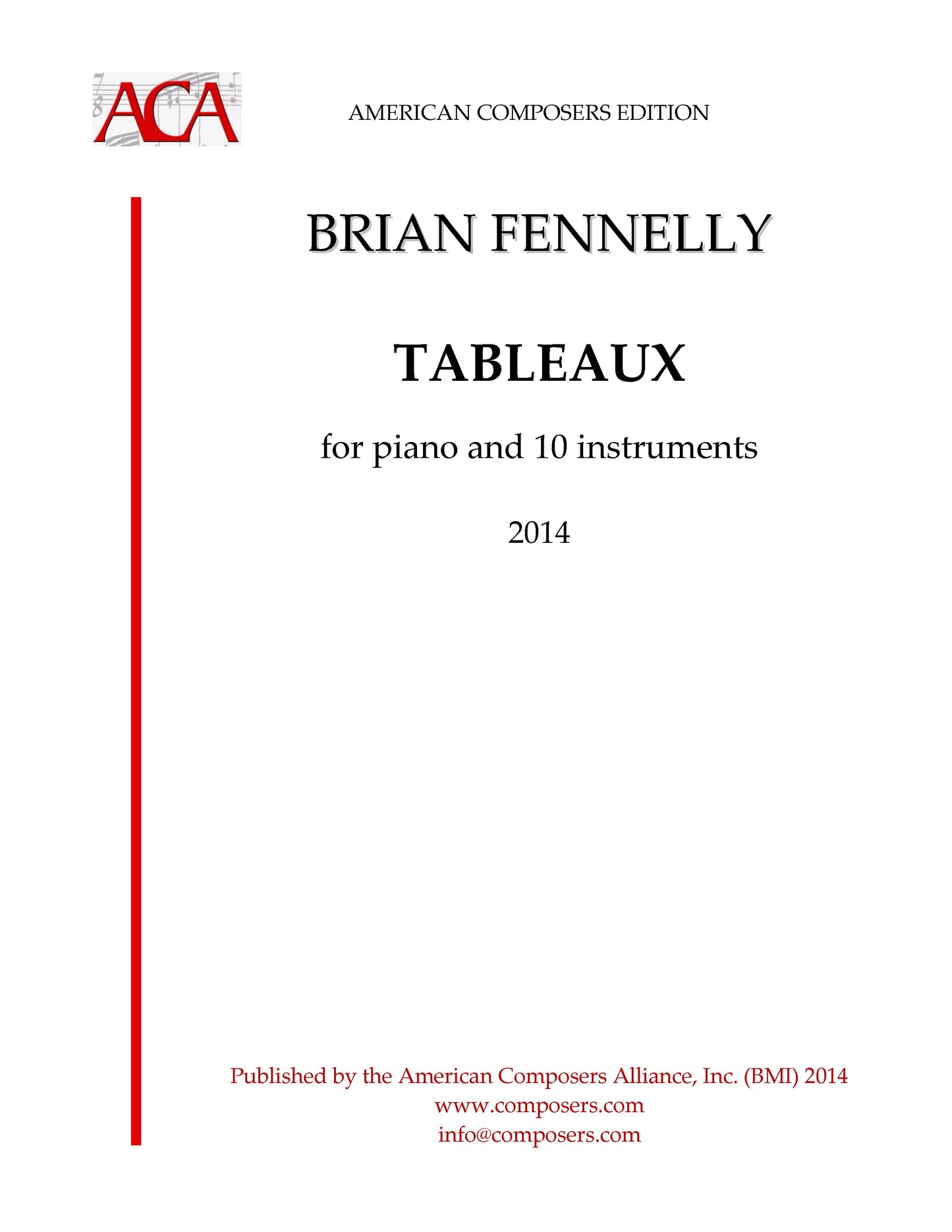 Tableaux for Piano and 10 Instruments