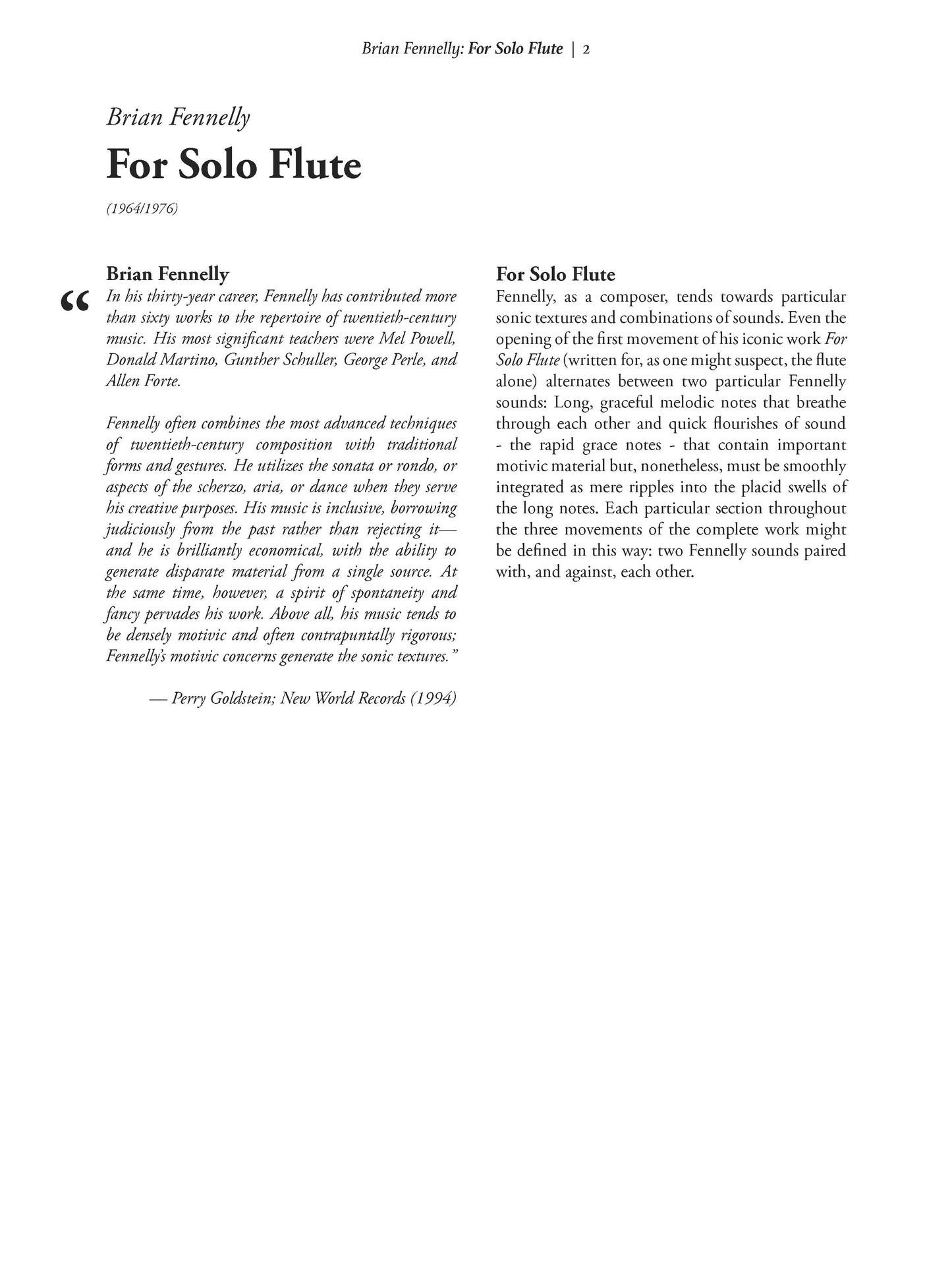 For Solo Flute