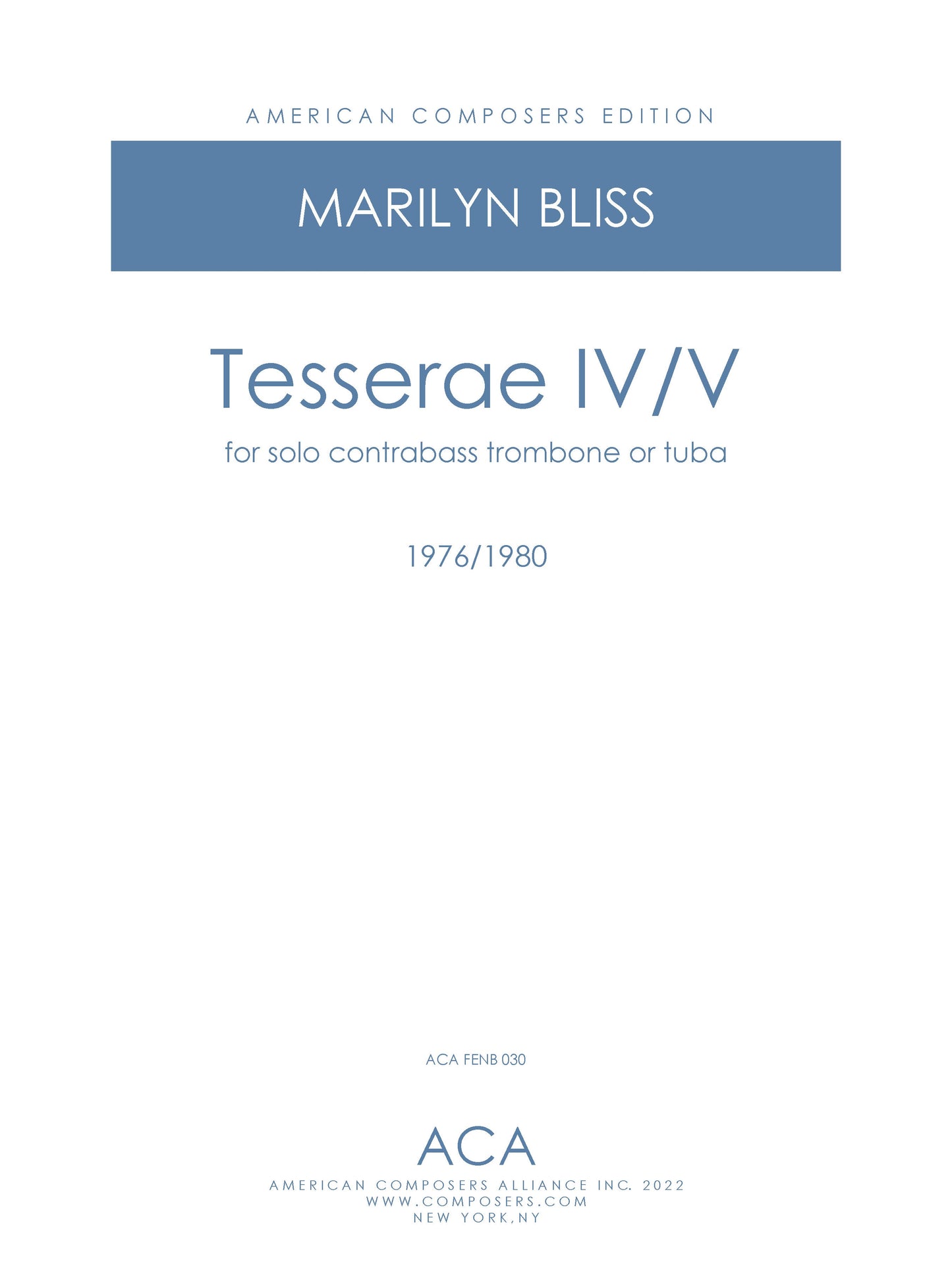 Tesserae Iv/V For Solo Contrabass Trombone Or Tuba