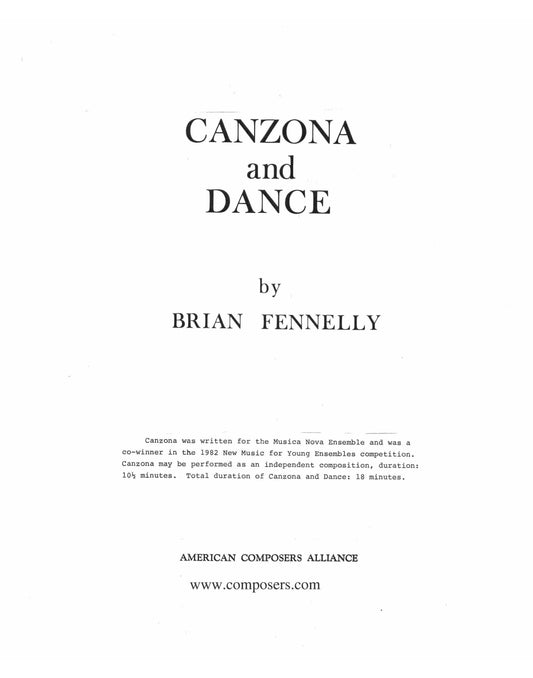 Canzona & Dance For Clarinet, Strings, And Piano