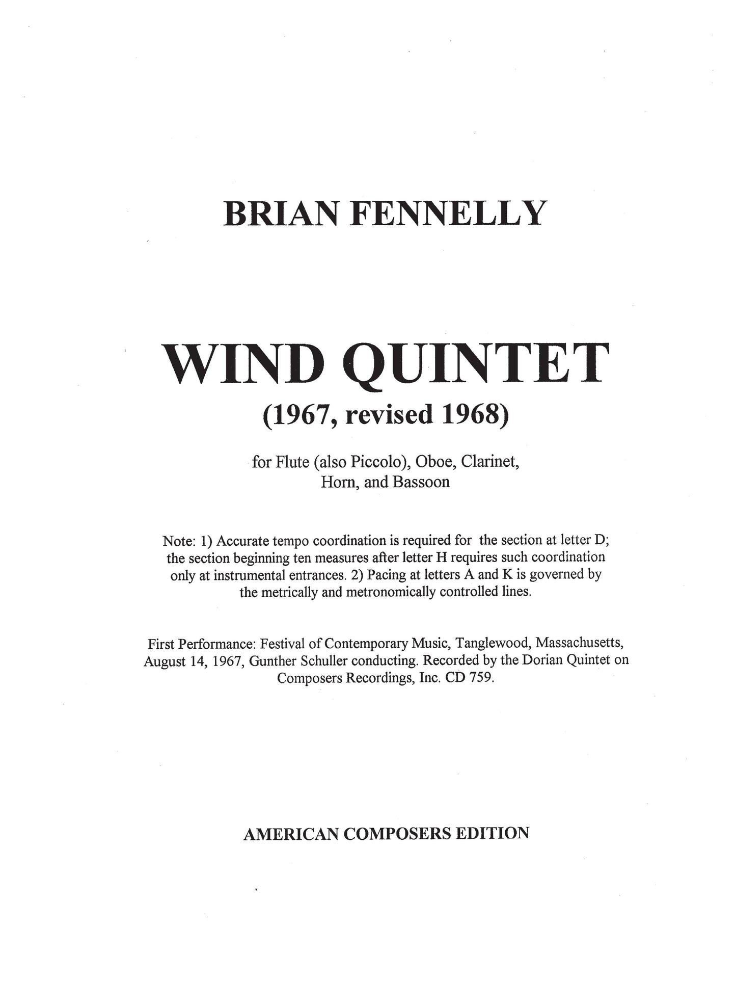 Wind Quintet (1967)