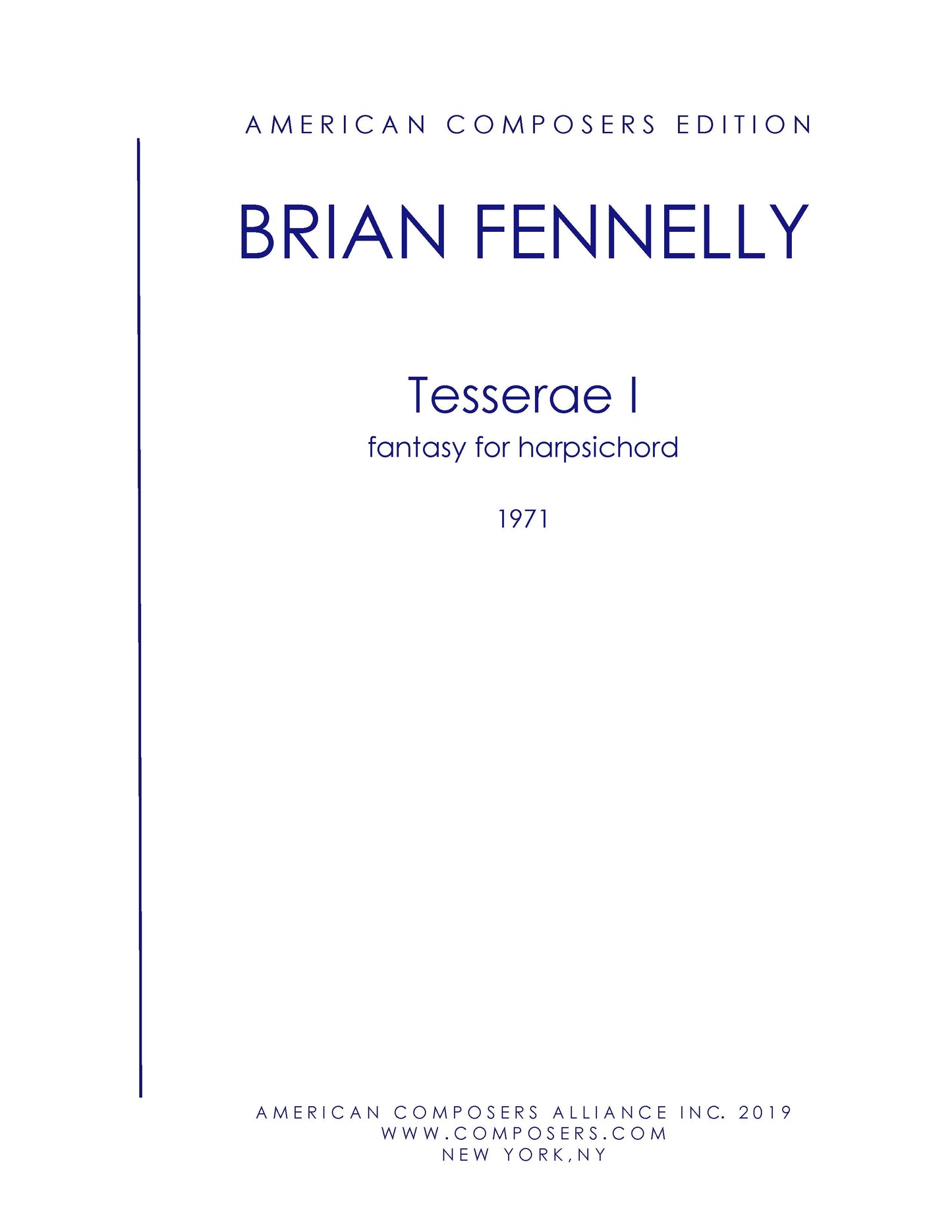 Tesserae I, Fantasy For Harpsichord