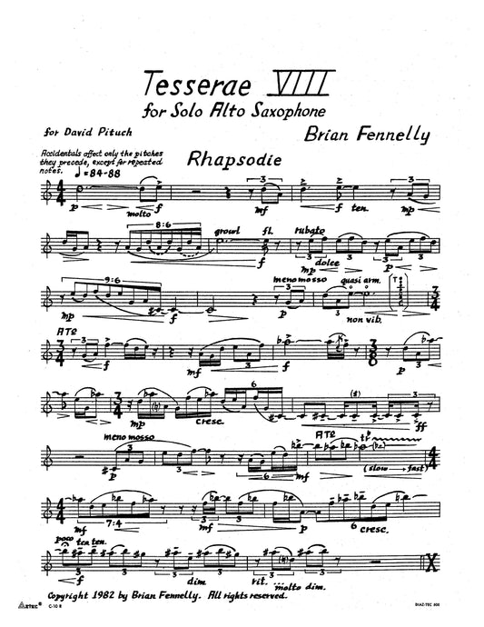 Tesserae Viii For Solo Alto Saxophone