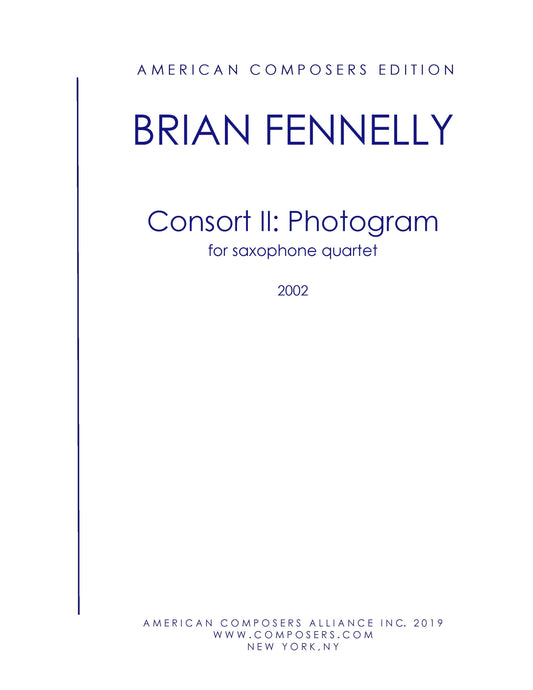 Consort Ii: Photogram For Saxophone Quartet