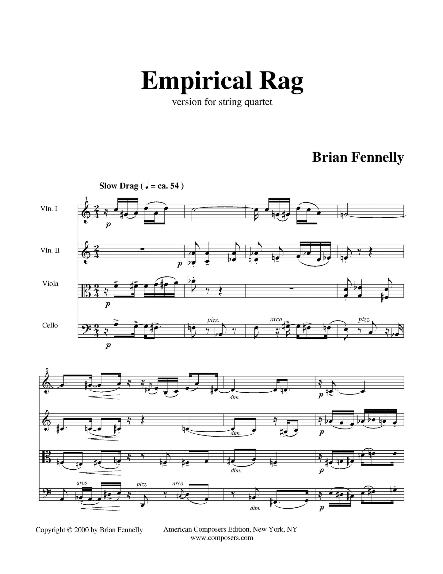 Empirical Rag (Version 9, For String Quartet)