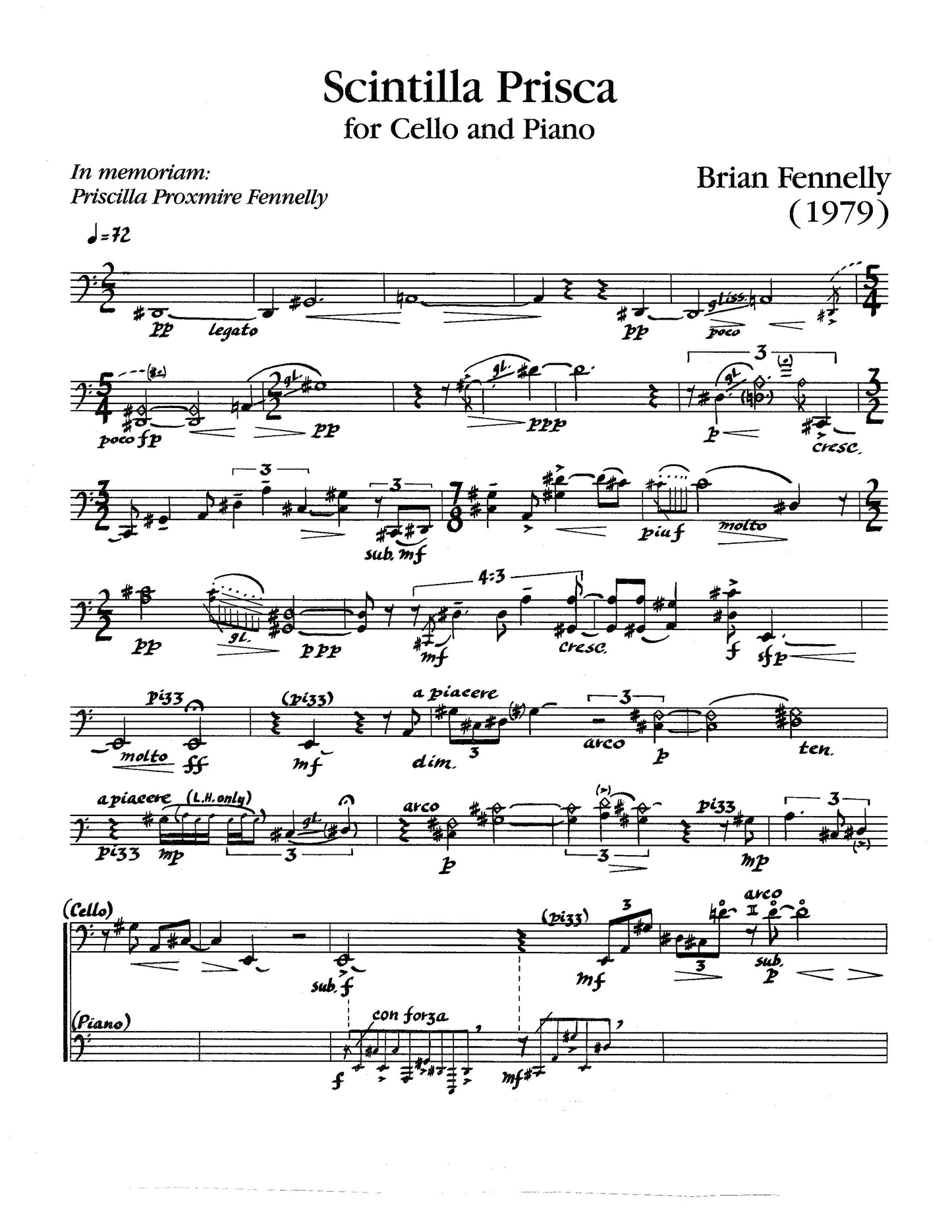 Scintilla Prisca For Cello And Piano