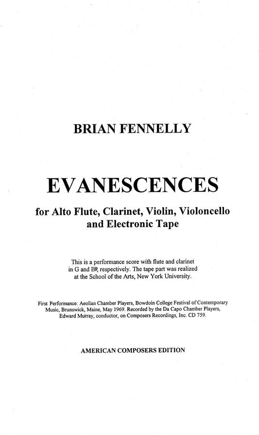 Evanescences for Instruments and Electronic Sounds