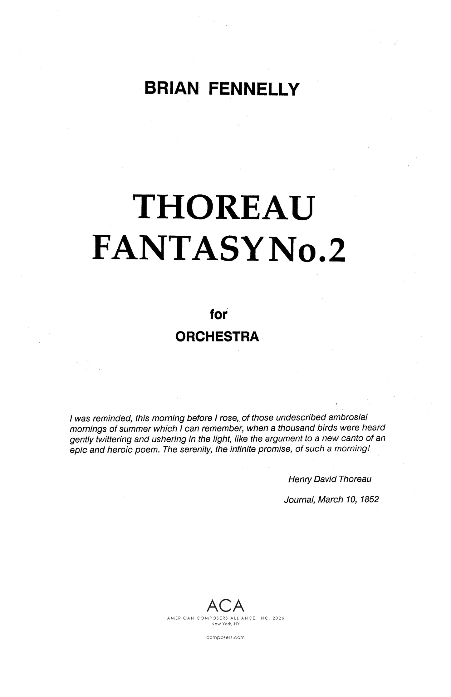 Thoreau Fantasy No. 2 for Orchestra (Ambrosial Mornings)