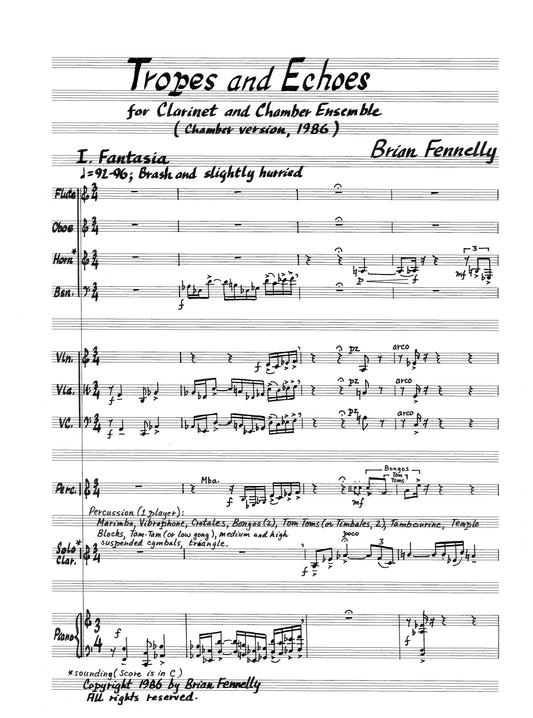 Tropes and Echoes for Clarinet and Chamber Ensemble