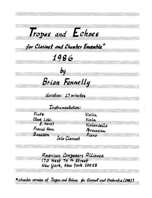 Tropes and Echoes for Clarinet and Chamber Ensemble