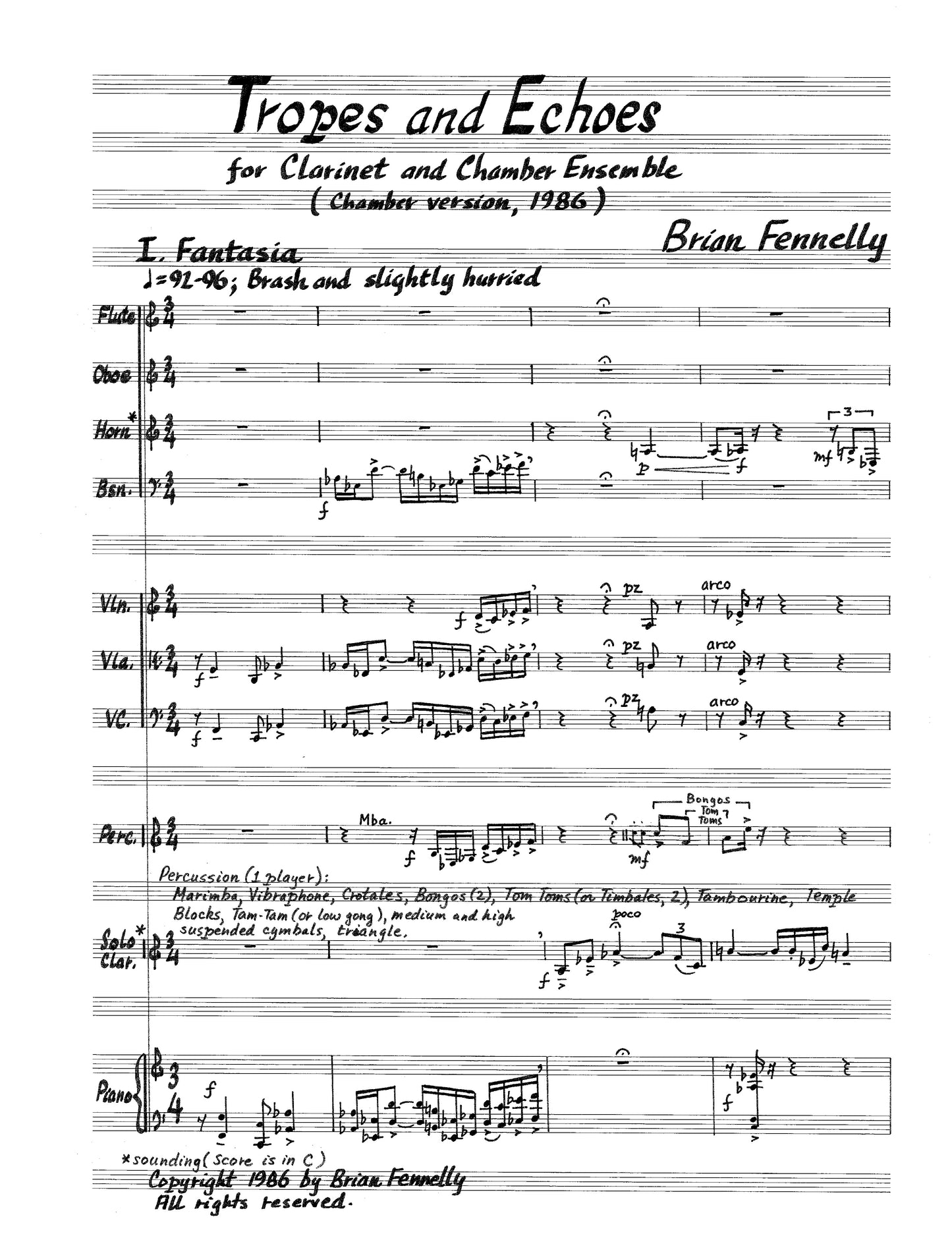 Tropes and Echoes for Clarinet and Chamber Ensemble