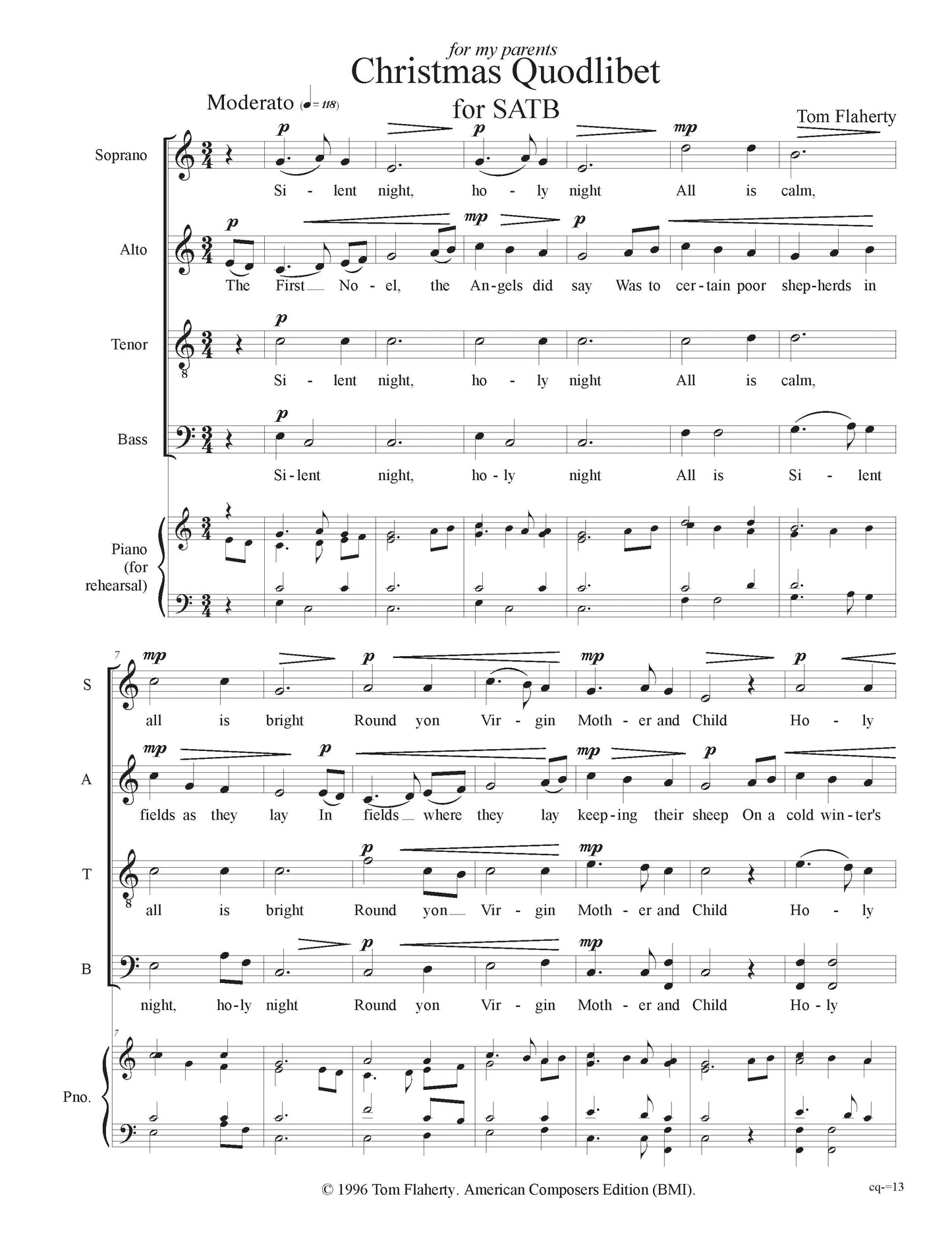 Christmas Quodlibet - Satb Chorus