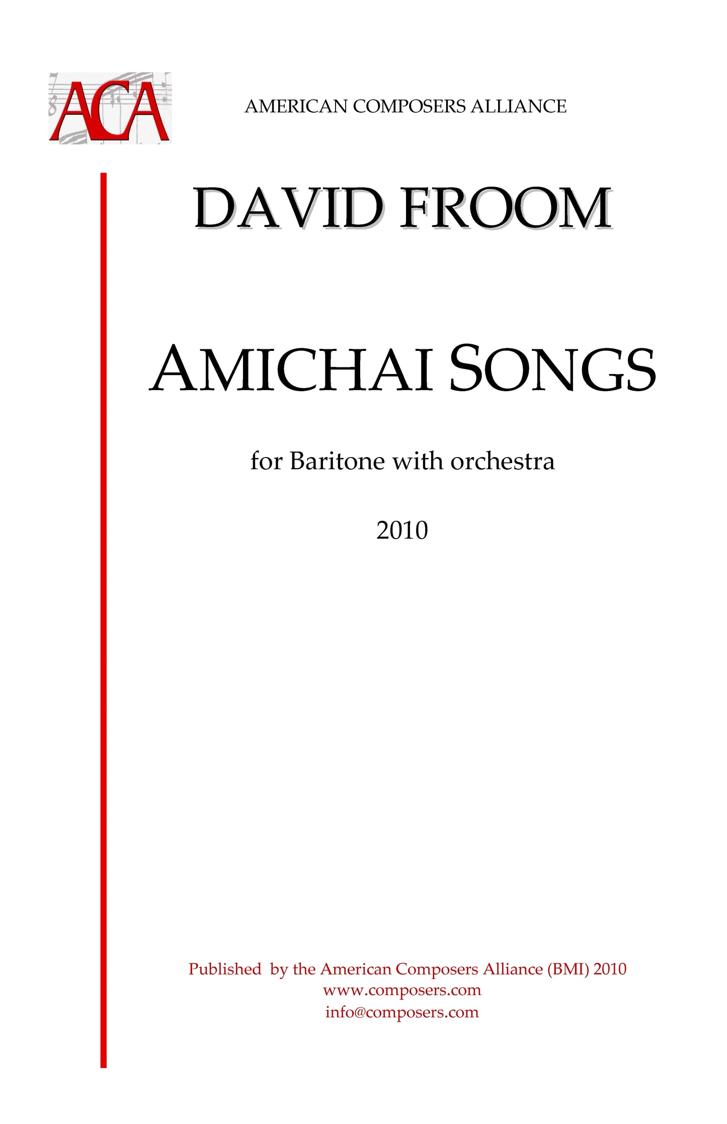 Amichai Songs (Baritone Voice and Orchestra)