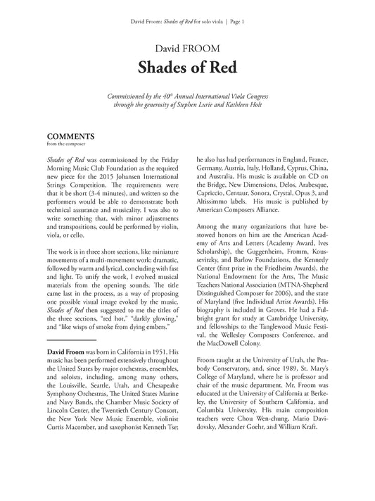 Shades of Red - for Viola