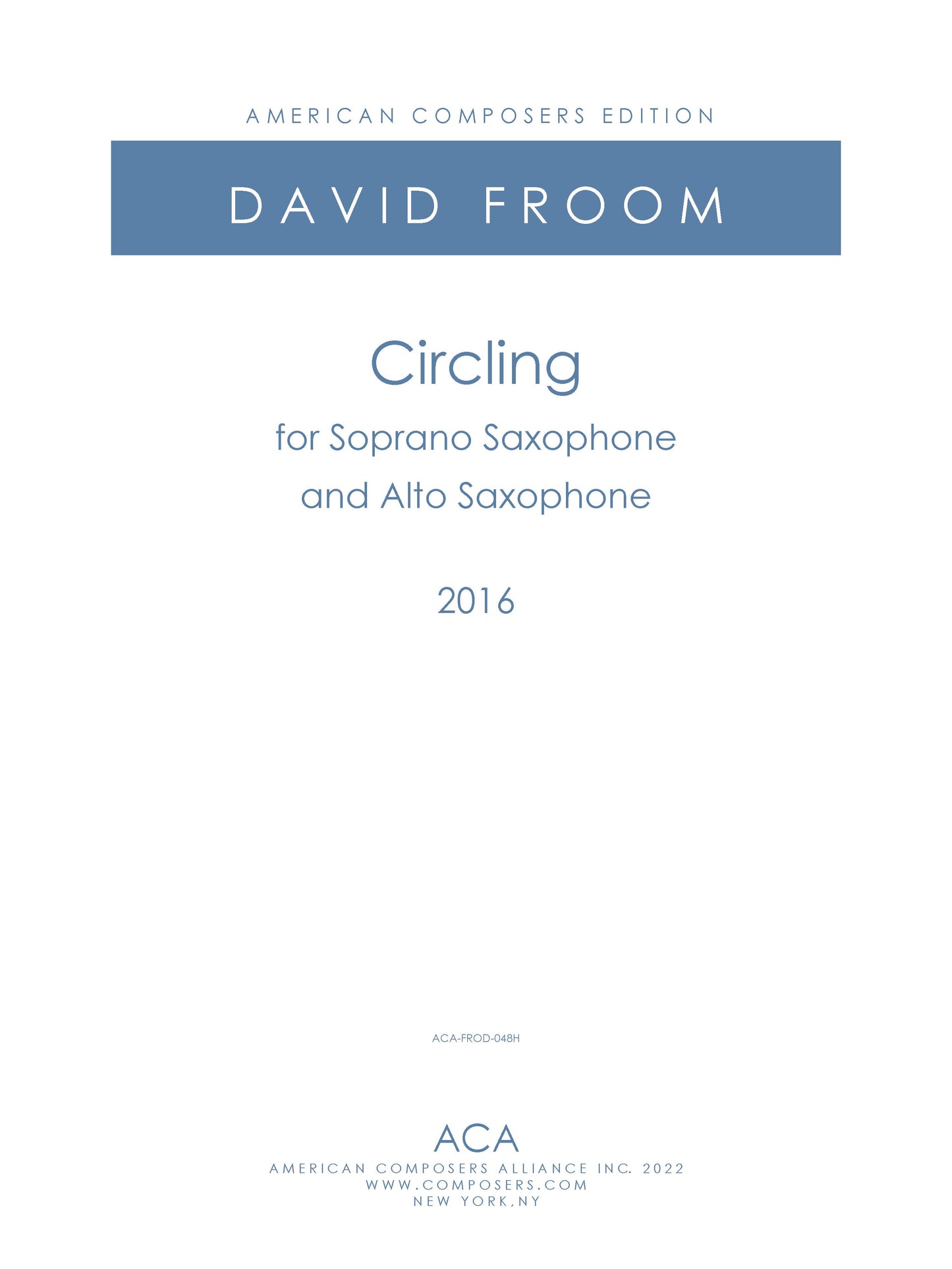 Circling - for soprano saxophone and alto saxophone