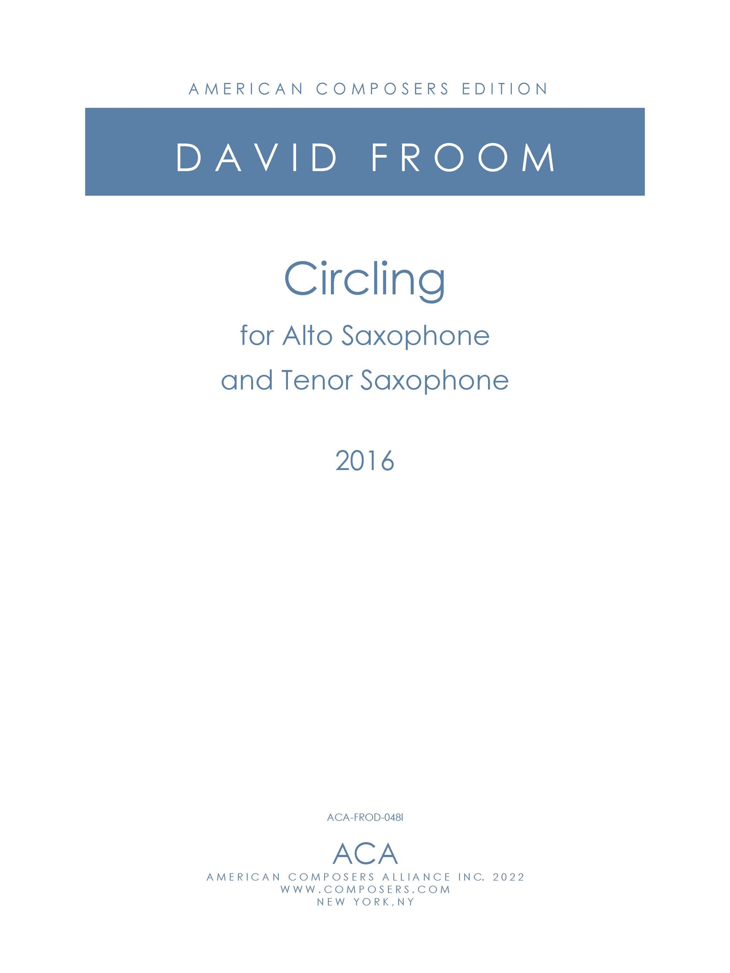 Circling - for alto saxophone and tenor saxophone