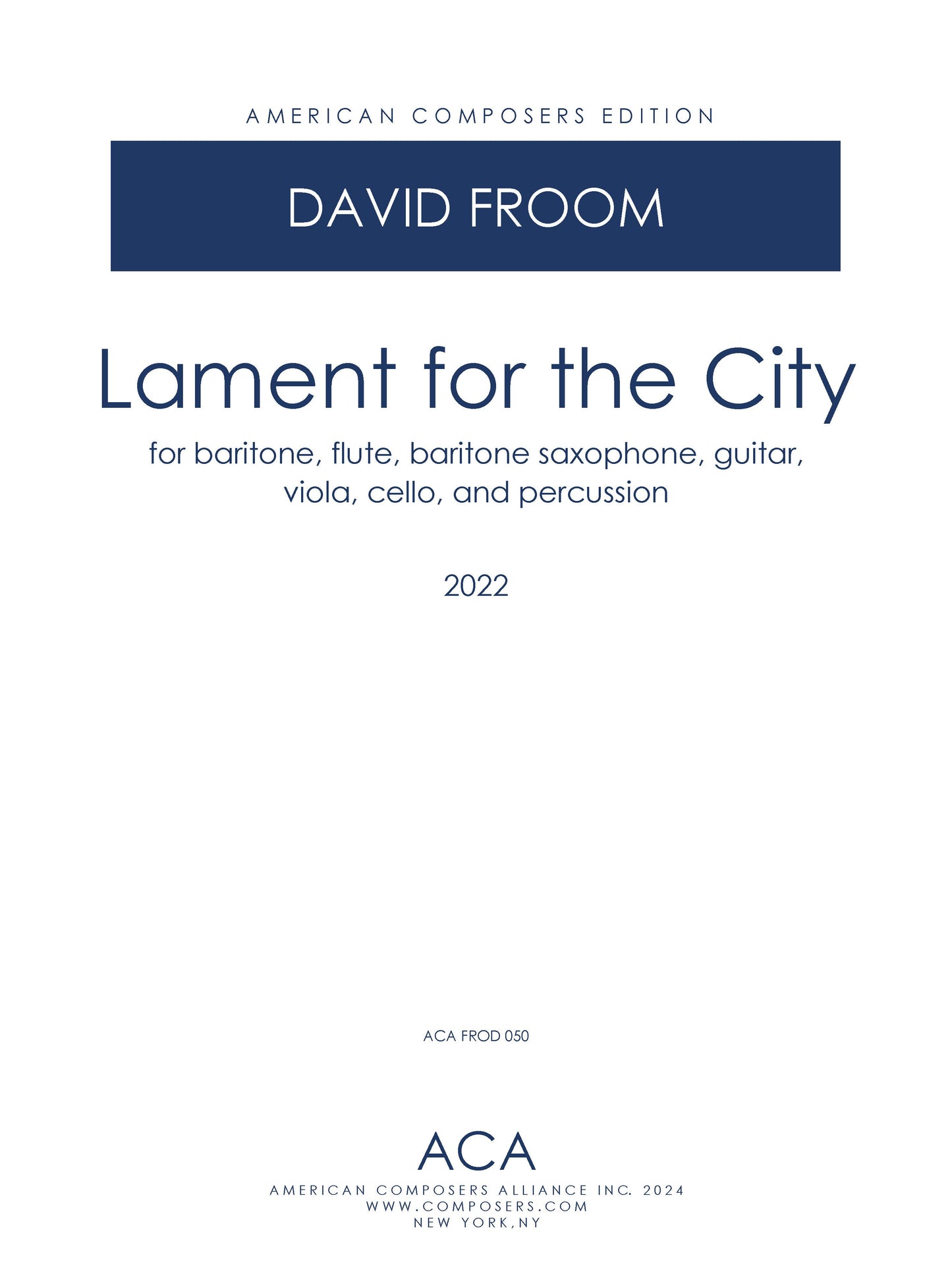 Lament for the City - for Modern Instruments