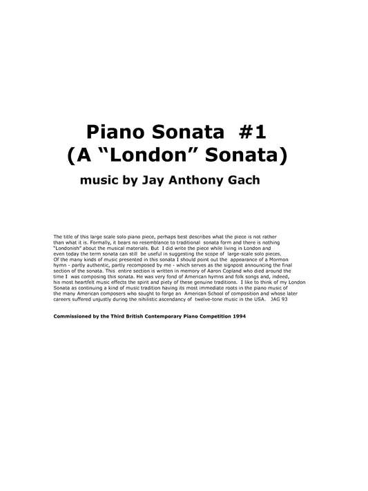 Piano Sonata No. 1 - "A 'London' Sonata"