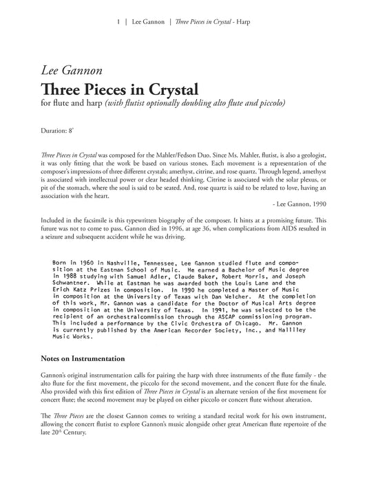 Three Pieces in Crystal (for Flute and Harp)