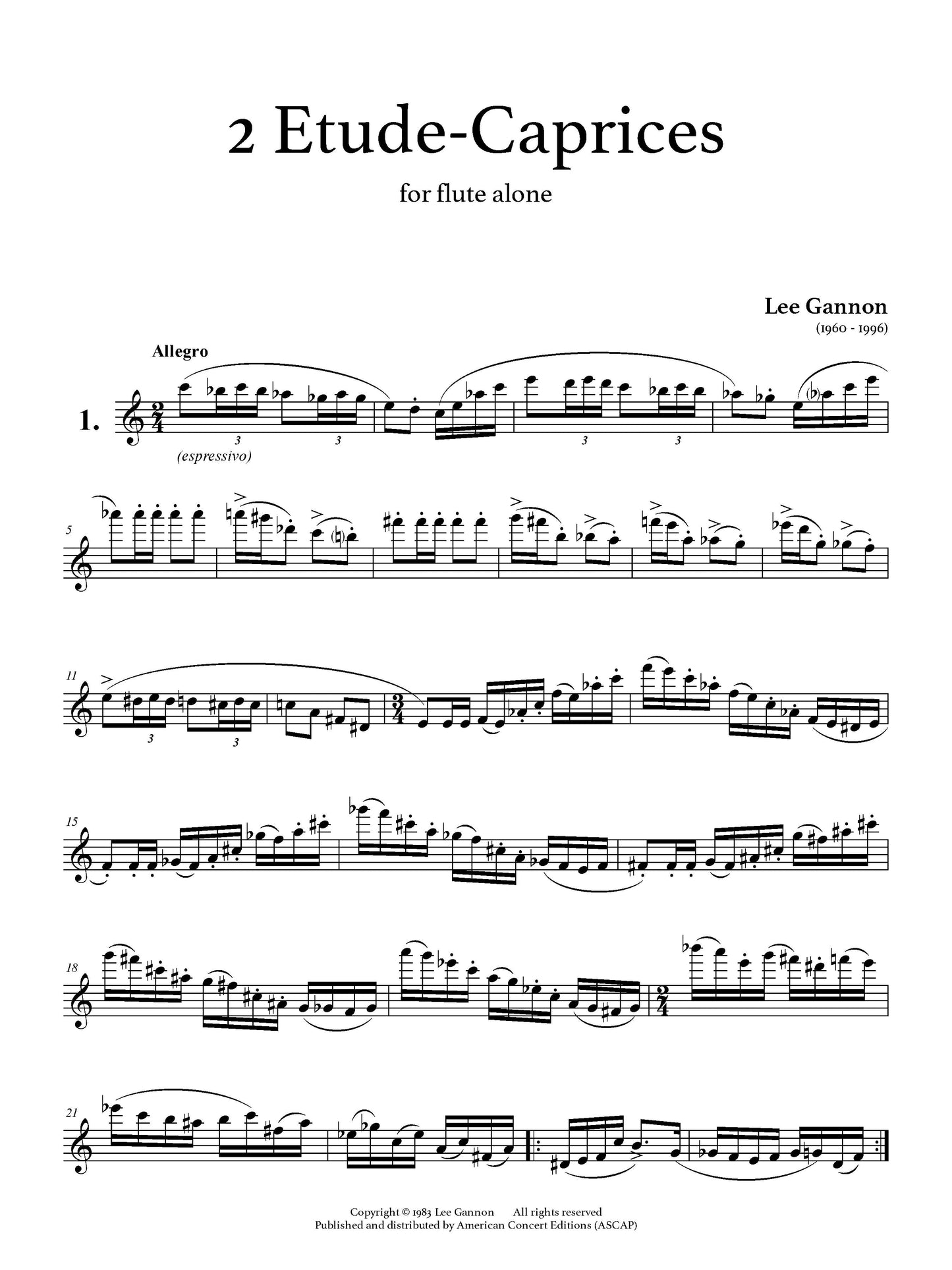 TWO ETUDE-CAPRICES FOR FLUTE