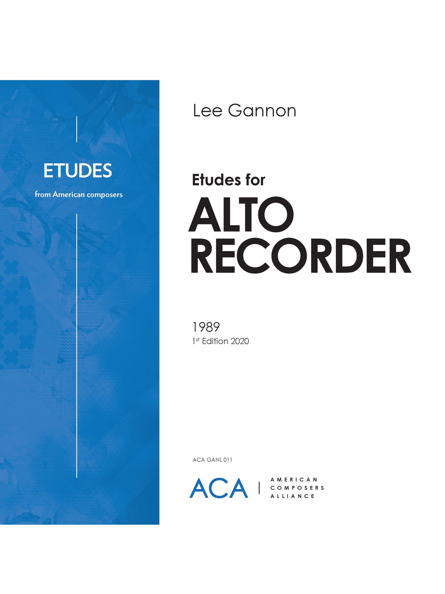 ETUDES for Alto Recorder