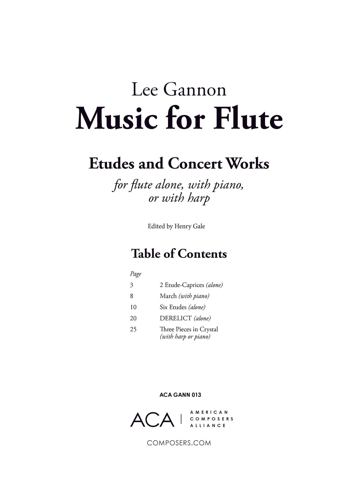 Lee Gannon: Music for Flute