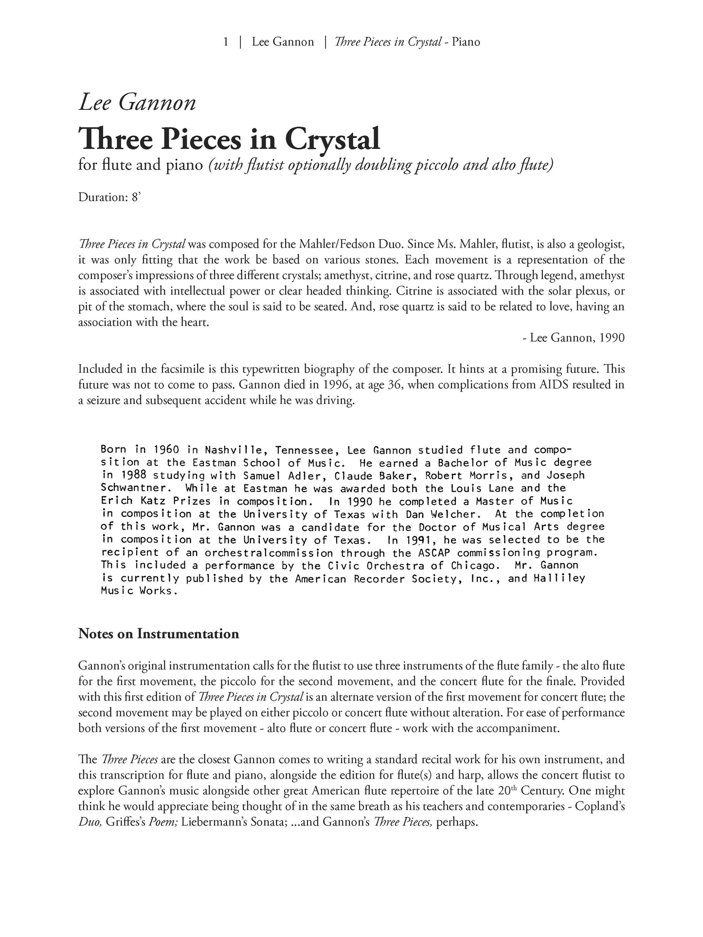 Three Pieces in Crystal (for Flute and Piano)