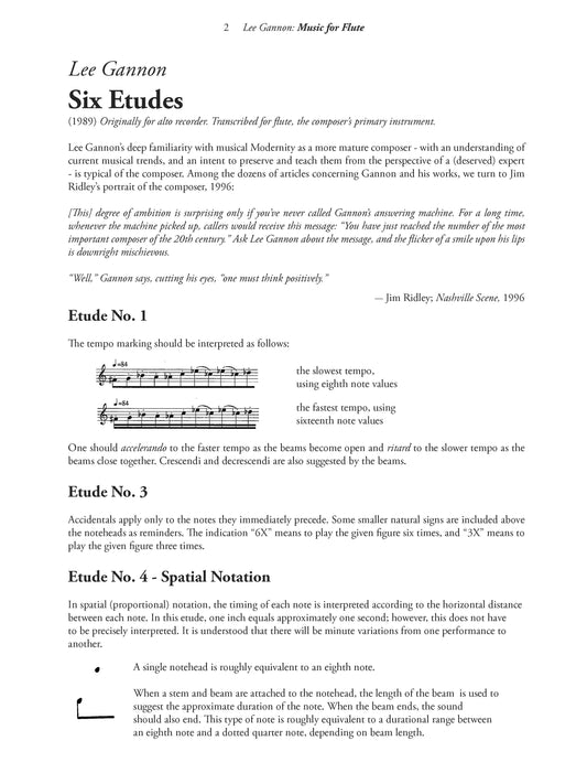 Six Etudes for Flute