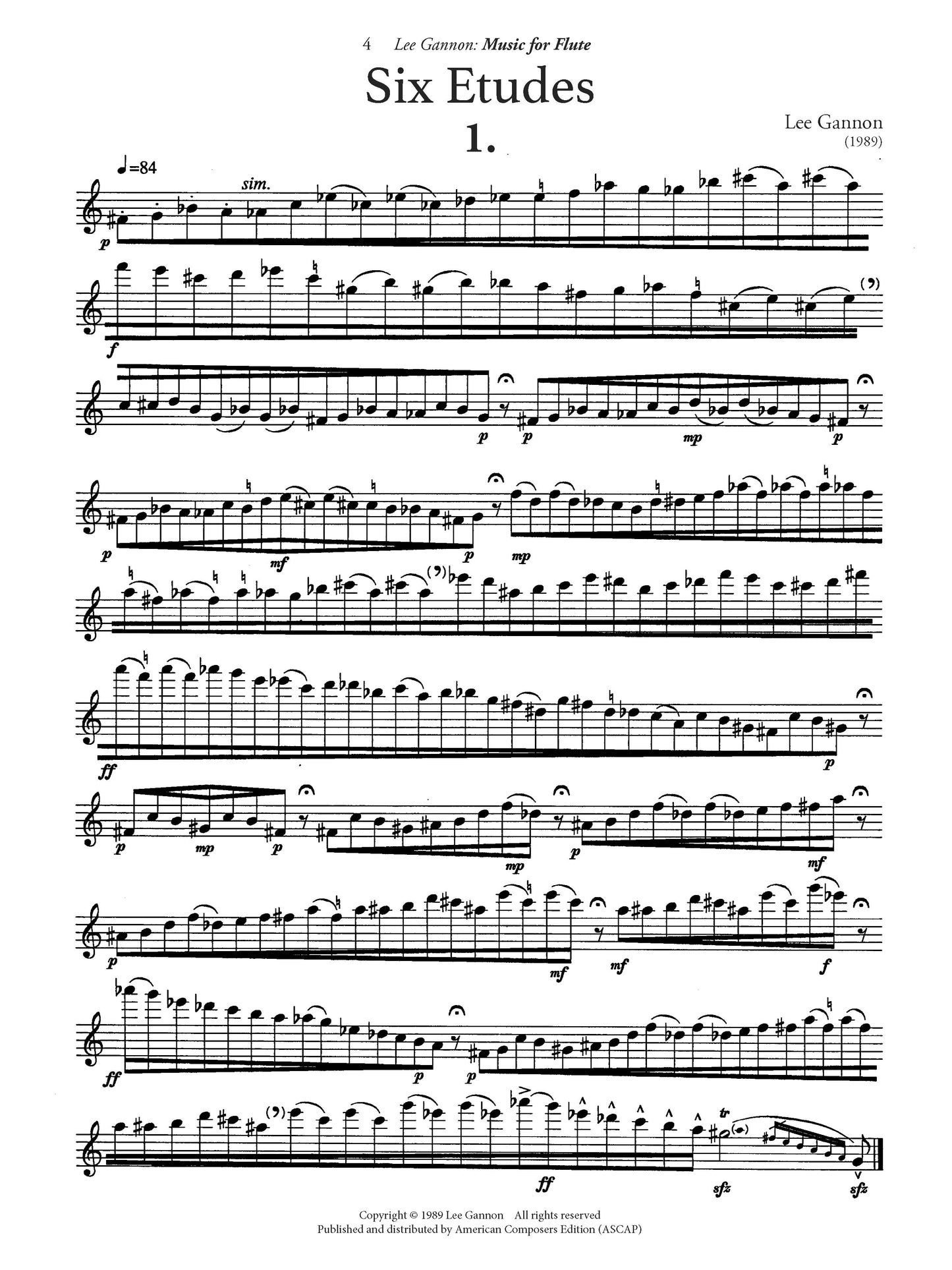 Six Etudes for Flute