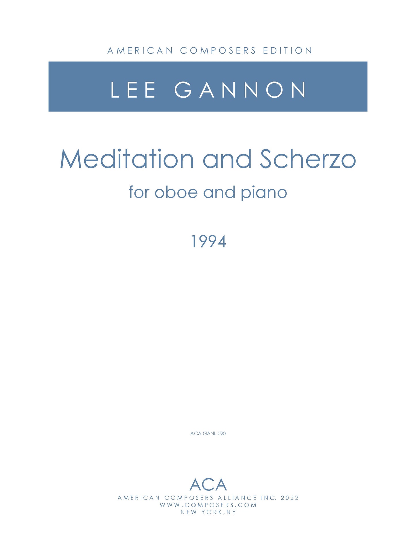 MEDITATION AND SCHERZO