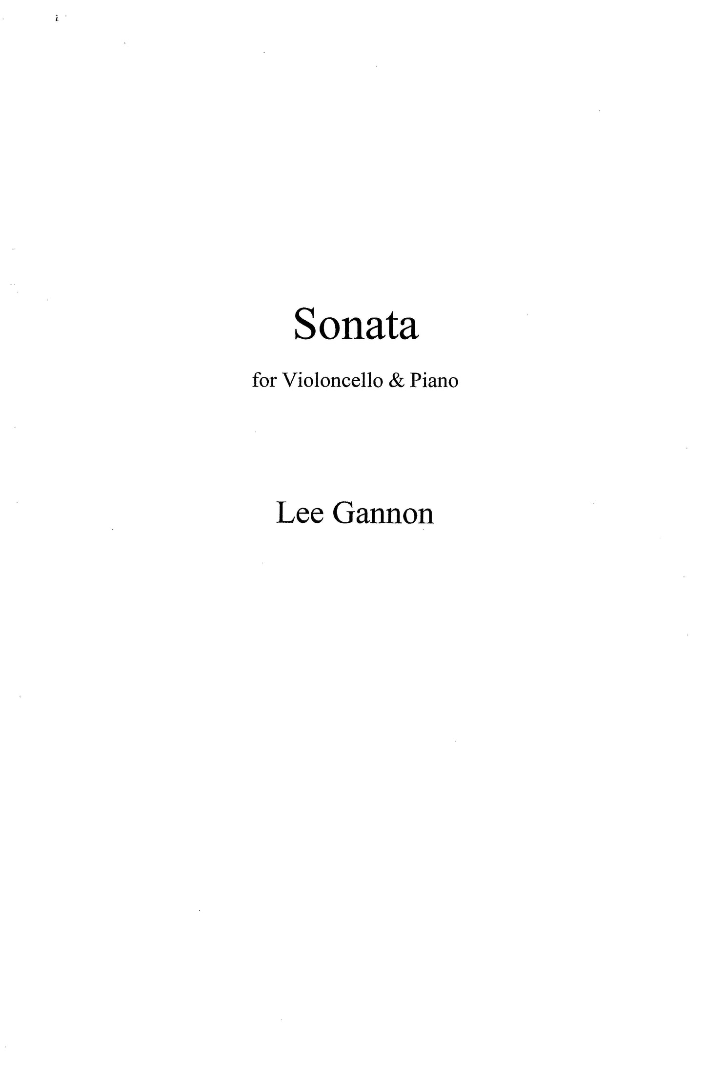 SONATA for Violoncello and Piano